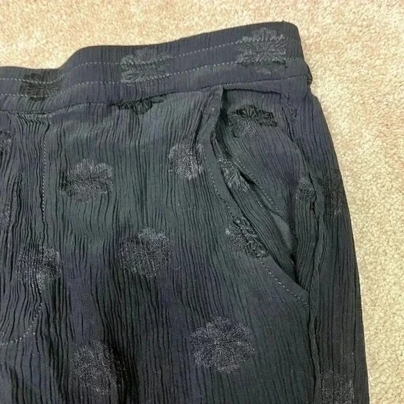 Madewell Pants Black Floral Women's Size Small Elastic Waist - Picture 6 of 10